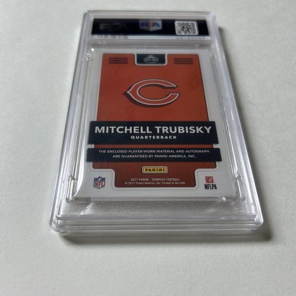 PSA 8 2017 Mitchell Trubisky Rookie Phenom Jersey AUTO-Chicago Bears 32/99-NM-MT - Picture 6 of 6